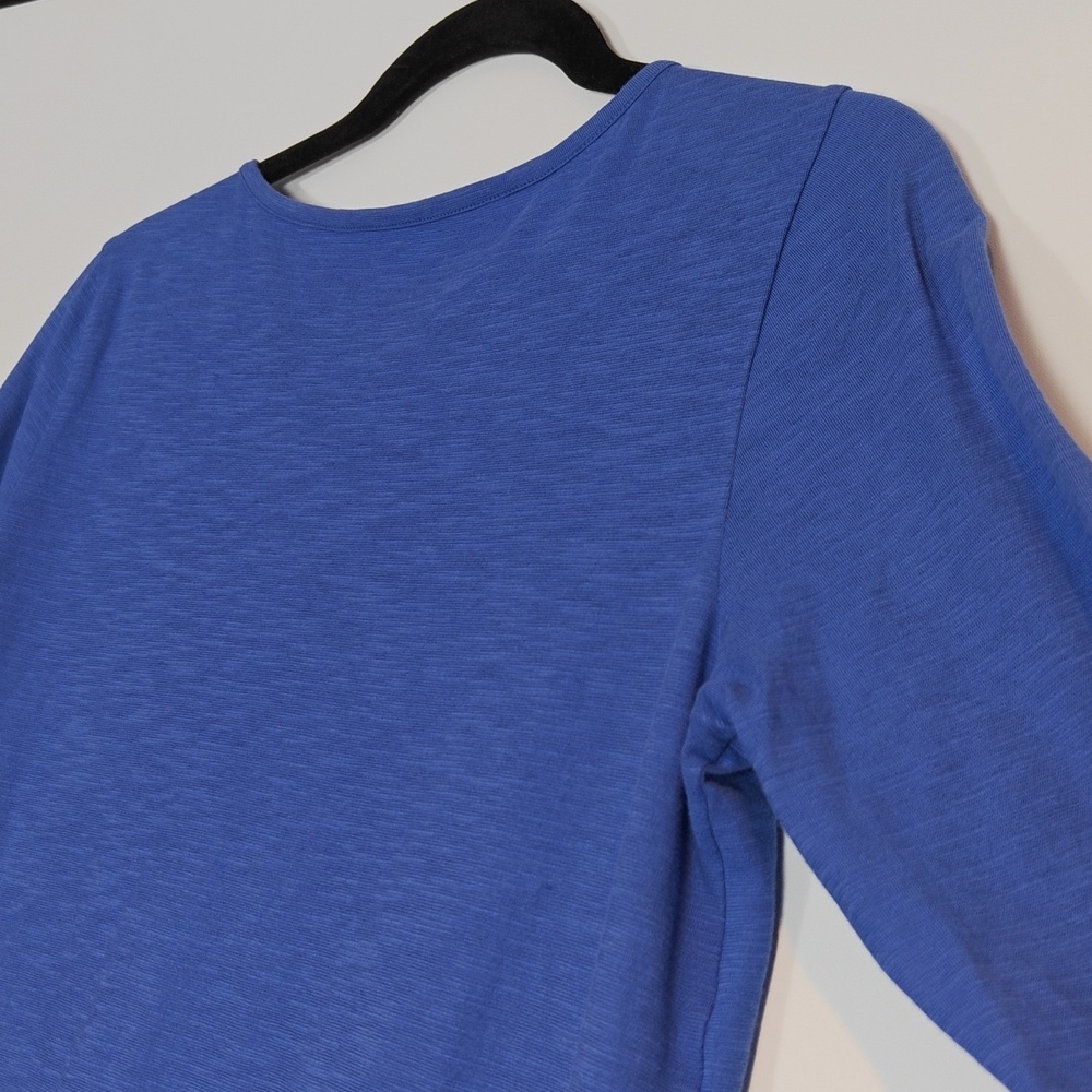 LILLY PULITZER Blue Embroidered Tassel 3/4 Sleeve V-Neck Top Size Medium - Picture 14 of 15